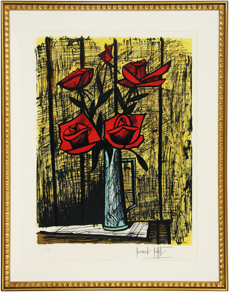 ベルナール・ビュッフェ 「赤いバラ」 Bernard Buffet - 創業34年 美術